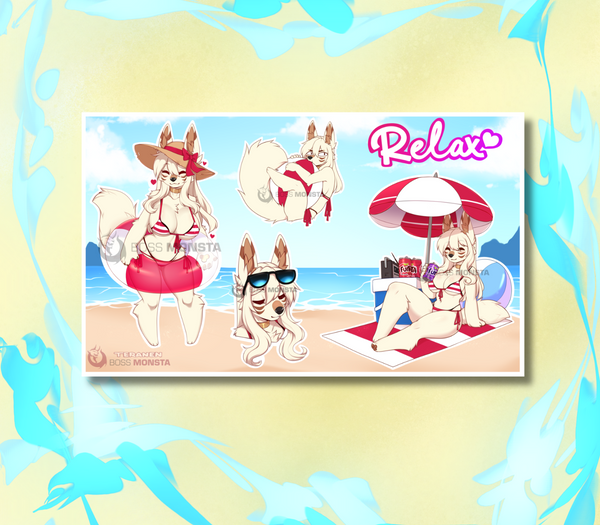 “At the Beach” Aki Sticker Sheet