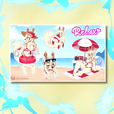 "At the Beach" Aki -- Sticker Sheet