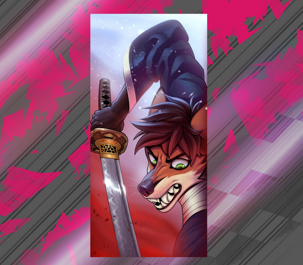 Duster The Fox in "Samurai" -- 9.60" x 20" Gloss Print