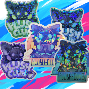 "Plush Club" -- Holographic Sticker