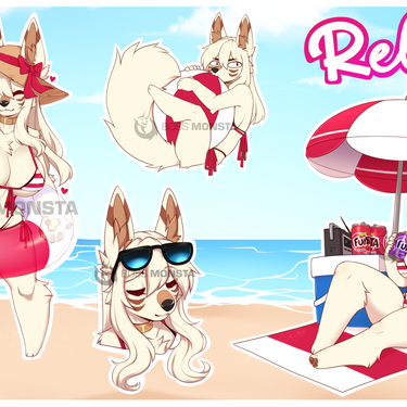 "At the Beach" Aki -- Sticker Sheet